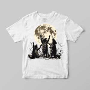 Camiseta con gráfico de tres lunas de mapache, camiseta de luna de mapache, camiseta con dibujo de mapache retro, camiseta de meme, regalos tontos