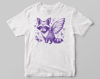 Camiseta de guaxinim fofa, camiseta de guaxinim borboleta, camiseta de desenho de guaxinim retrô, camiseta de meme