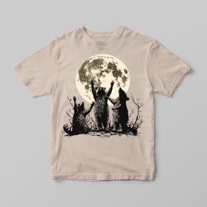 Camiseta con gráfico de tres lunas de mapache, camiseta de luna de mapache, camiseta con dibujo de mapache retro, camiseta de meme, regalos tontos