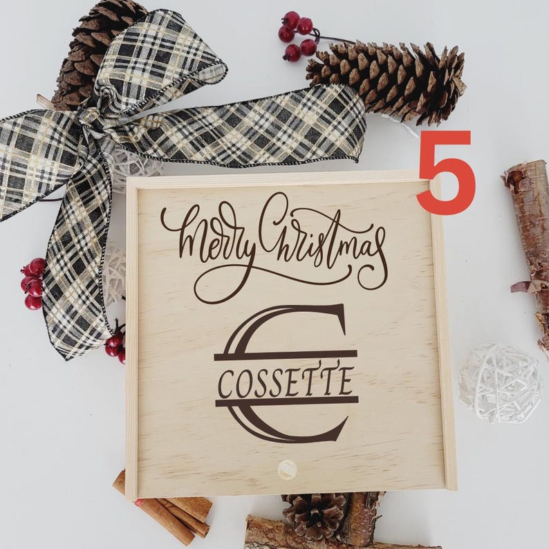 Personalized Christmas Eve Box, Engraved Wooden Christmas Eve Boxes for