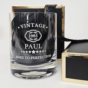 Personalized Milestone Birthday Whiskey Glass: Engraved Scotch Glass