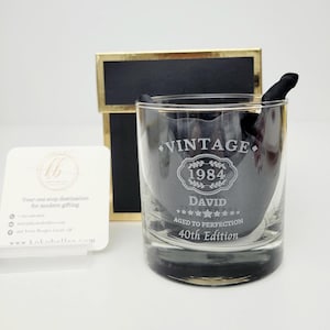 Personalized Whiskey Glass| Groomsmen Gift| Scotch Glass| Aged to perfection Whiskey Glass| Personalized vintage Glass |Milestone Birthday