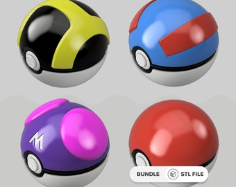 Pokéball STL Bundle from Pokémon with detailed interior | STL File for 3D printing