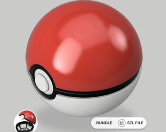 Pokéball STL from Pokémon with detailed interior | STL File for 3D printing