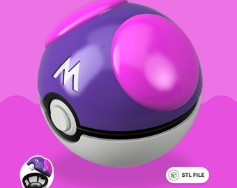Master Ball Pokéball STL from Pokémon with detailed interior | STL File for 3D printing