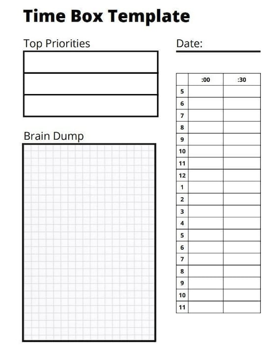 time-box-template-time-block-template-printable-pdf-etsy-australia