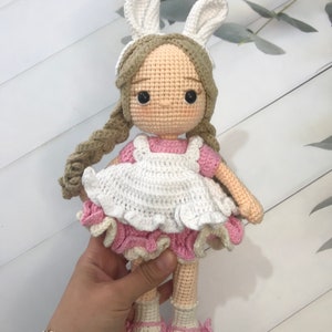 Häkelpuppe | Personalisierte Puppe Häschen Mädchen | Personalisierte Babyspielzeug | Baby Geschenkkorb | Geburtstagsgeschenkbox für Sie | Häschen Mädchen