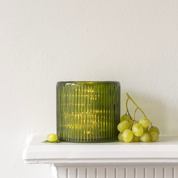 Hurricane Ribbed Glass in Vintage Green - Small