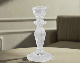 Lace Edge Clear Candlestick Holder