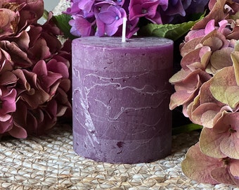 Amethyst Purple Rustic Pillar Candles. Choose from 75mm,100mm,130mm
