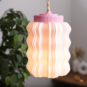 Hanging wavy lamp | 3d printed pendant light with 10 ft braided cord | Designed by: Made by Morii