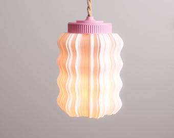 JULIE Wavy Pendant Light | Retro Hanging Corded Light | Mushroom Light | 3D Printed Light | Made by Morii