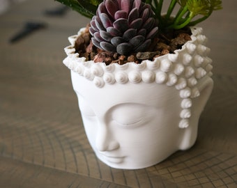 Buddha Head Planter | Art Deco & Minimal Home Decor | Perfect Pot for Indoor Succulents and House Plants