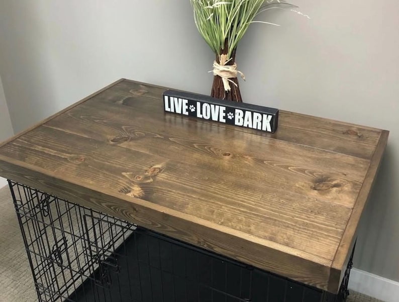Custom Dog Crate Topper | Handmade Wooden Crate Cover | Canada Only ...