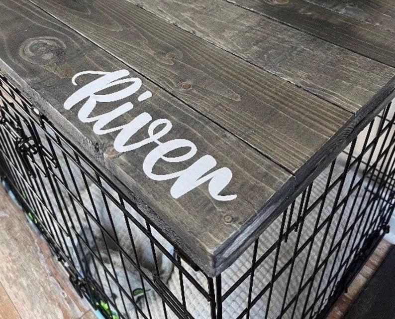 View of Custom Made Dog Crate Toppers - Solid Wood! - Etsy