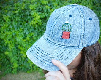 Hand Embroidered Denim Hat