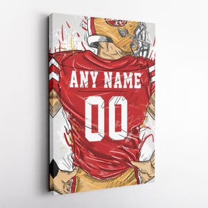 San Francisco 49ers Jersey Personalized Jersey Football Custom Name and Number Canvas Wall Art Home Decor Framed Poster Man Cave Gift Canvas Ready to Hang
