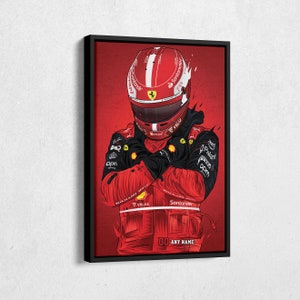 Ferrari Jersey Formula 1 Personalized Jersey Custom Name and Number Canvas Wall Art Home Decor Framed Poster Man Cave Gift