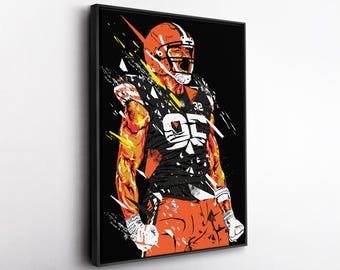 Myles Garrett Pop Art Canvas Print – Cleveland Browns Wall Decor – NFL Gift for Football Fans, Game Room or Man Cave