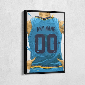 Camiseta personalizada de los Memphis Grizzlies, camiseta de la NBA, nombre y número personalizados, lienzo, arte de pared, decoración del hogar, póster enmarcado, regalo para el hogar
