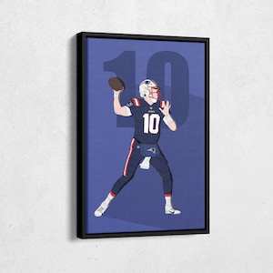 Mac Jones Canvas Art New England Patriots NFL Canvas Wall Art Print Kids Room Framed Poster Home Decor