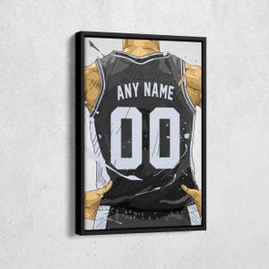 Brooklyn Nets Jersey Personalized Jersey NBA Custom Name and Number Canvas Wall Art Home Decor Framed Poster Man Cave Gift