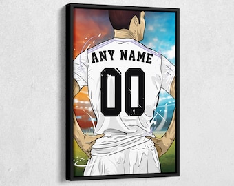 Real Madrid CF Jersey Soccer Personalized Jersey Custom Name and Number Canvas Wall Art Home Decor Framed Poster Man Cave Gift
