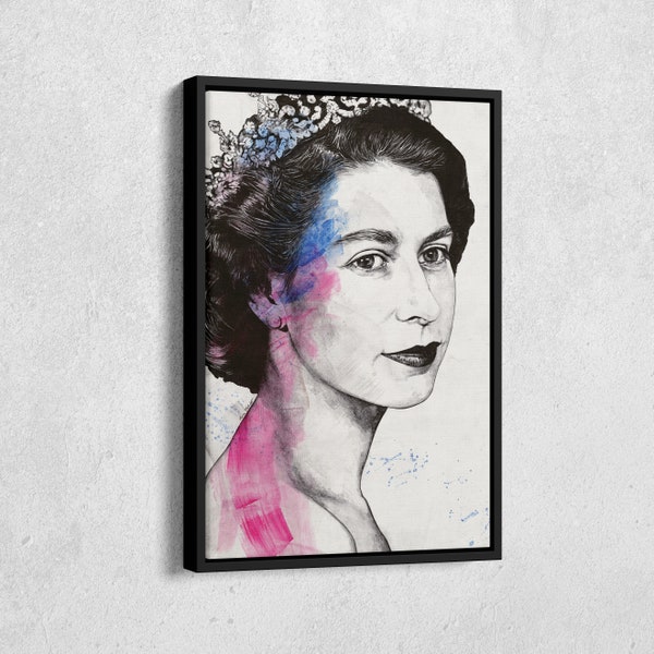 Queen Elizabeth Ii Canvas Etsy