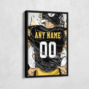 Pittsburgh Steelers Jersey Personalized Jersey NFL Custom Name and Number Canvas Wall Art Home Decor Framed Poster Man Cave Gift