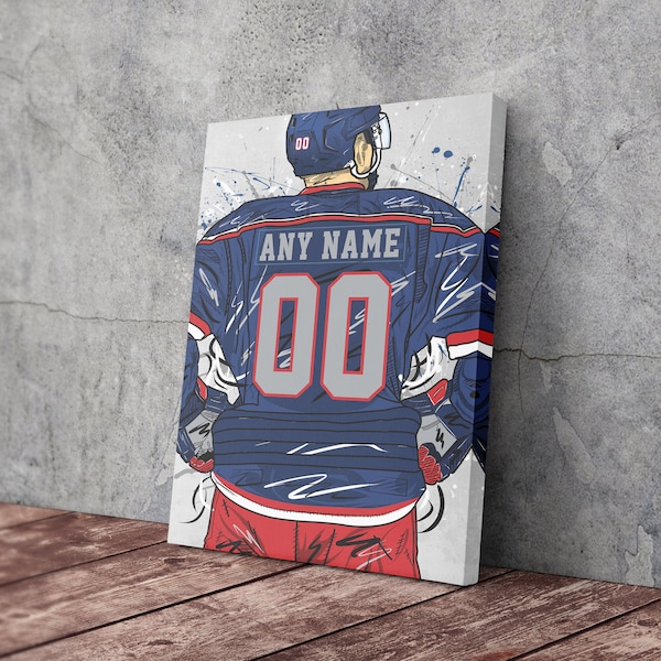 Fichier numérique - Columbus Blue Jackets Jersey NHL Personnalisé Jersey Nom personnalisé et numéro Toile Art mural Décoration intérieure