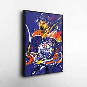 Connor McDavid Pop Art Canvas Print – Edmonton Oilers Wall Decor – NHL Gift for Hockey Fans, Game Room or Man Cave