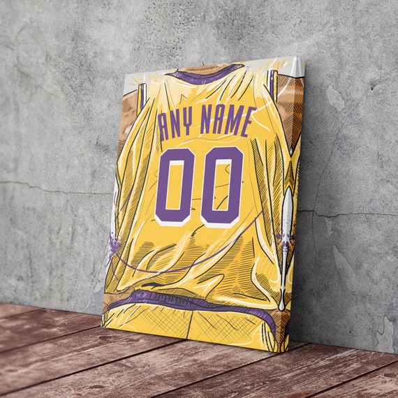 Los Angeles Lakers Gold Jersey Print-Personalized Any NAME & NUMBER-FREE US  SHIP