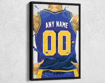 Golden State Warriors Jersey Gepersonaliseerde Jersey NBA Custom Naam en Nummer Canvas Wall Art Home Decor Ingelijste Poster Man Cave Cadeau
