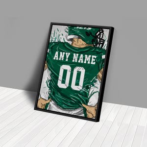 New York Jets Jersey Personalized Jersey NFL Custom Name and Number Canvas Wall Art Home Decor Framed Poster Man Cave Gift image 3