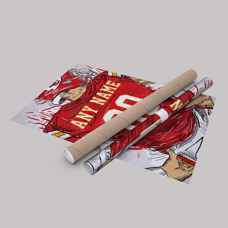 Kansas City Chiefs Jersey Personalized Jersey Football Custom Name and Number Canvas Wall Art Home Decor Framed Poster Man Cave Gift Poster Rolled up