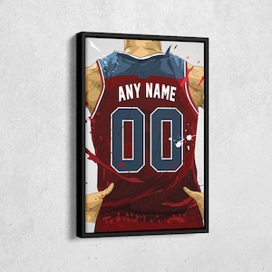 Washington Wizards Jersey Personalized Jersey NBA Custom Name and Number Canvas Wall Art Home Decor Framed Poster Man Cave Gift