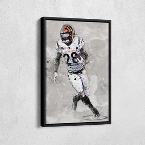 Joe Mixon Affiche Cincinnati Bengals NFL Toile Mur Art Décor À La Maison Affiche Encadrée Man Cave Cadeau