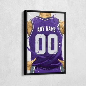 Sacramento Kings Jersey Personalized Jersey NBA Custom Name and Number Canvas Wall Art Home Decor Framed Poster Man Cave Gift