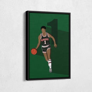 Oscar Robertson Canvas Art Milwaukee Bucks NBA Canvas Wall Art Print Kids Room Framed Poster Home Decor