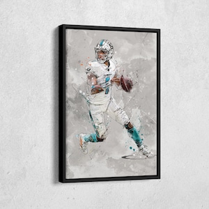 Tua Tagovailoa Poster Miami Dolphins NFL Canvas Wall Art Home Decor Framed Poster Man Cave Gift