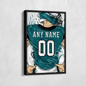Philadelphia Eagles Jersey Personalisierte Jersey Fußball Benutzerdefinierte Name und Nummer Leinwand Wandkunst Wohnkultur gerahmtes Plakat Mann Höhle Geschenk