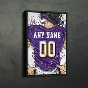 Baltimore Ravens Jersey Personalized Jersey NFL Custom Name and Number Canvas Wall Art Home Decor Framed Poster Man Cave Gift