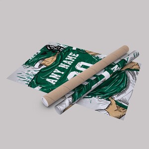 New York Jets Jersey Personalized Jersey NFL Custom Name and Number Canvas Wall Art Home Decor Framed Poster Man Cave Gift Poster Rolled up