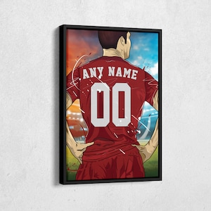Liverpool F.C. Jersey Soccer Personalized Jersey Custom Name and Number Canvas Wall Art Home Decor Framed Poster Man Cave Gift