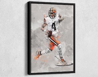 Deshaun Watson Poster Cleveland Browns NFL Canvas Wall Art Home Decor Framed Poster Man Cave Gift