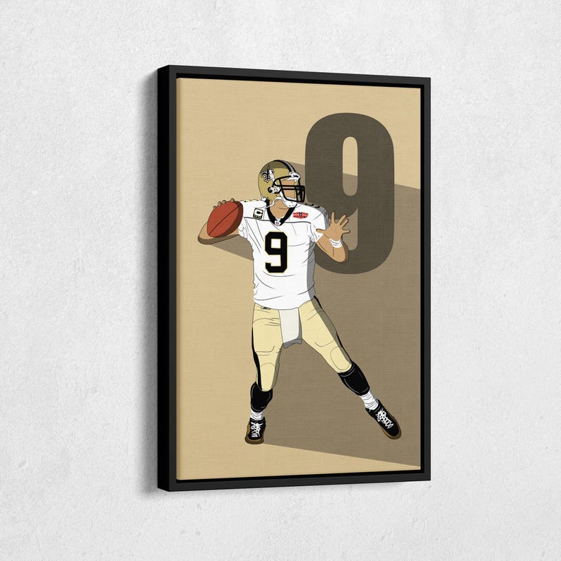 Drew Brees Canvas Art New Orleans Saints NFL Canvas Wall Art Print Kids