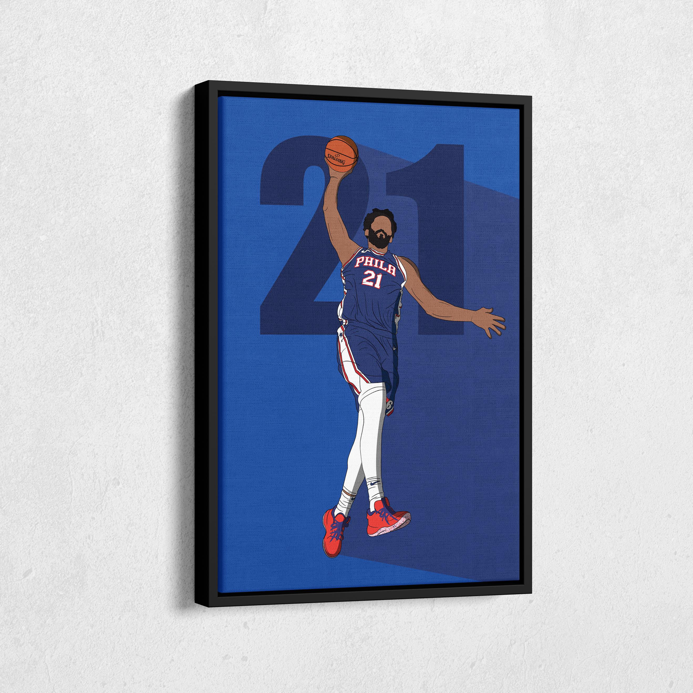 Joel Embiid Canvas Art Philadelphia 76ers NBA Canvas Wall Art Print Kids Room Framed Poster Home Decor