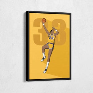 Kareem Abdul-Jabbar Canvas Art Los Angeles Lakers NBA Canvas Wall Art Print Kids Room Framed Poster Home Decor