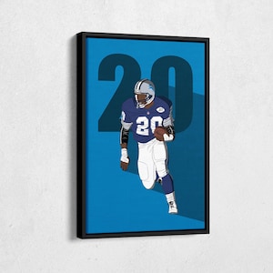 Barry Sanders Leinwand Kunst Detroit Lions NFL Leinwand Wand Kunst Druck Kinderzimmer Gerahmtes Poster Wohnkultur