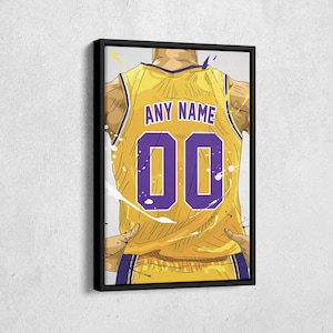 Los Angeles Lakers Jersey Personalized Jersey NBA Custom Name and Number Canvas Wall Art Home Decor Framed Poster Man Cave Gift